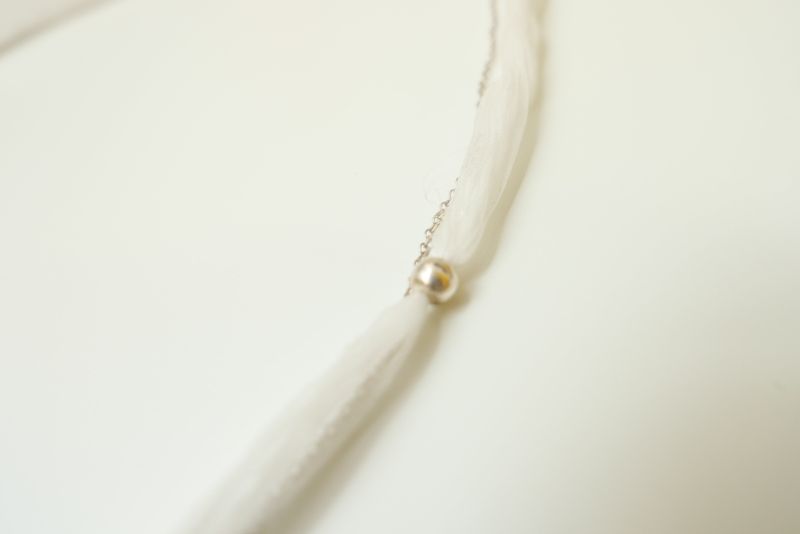 Silver925 flower organza silk necklace