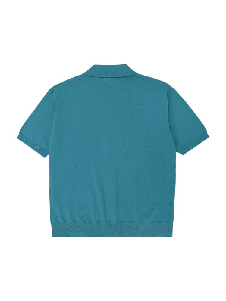 T1015 OPEN SHORT-SLEEVED KNIT_BLUEGREEN