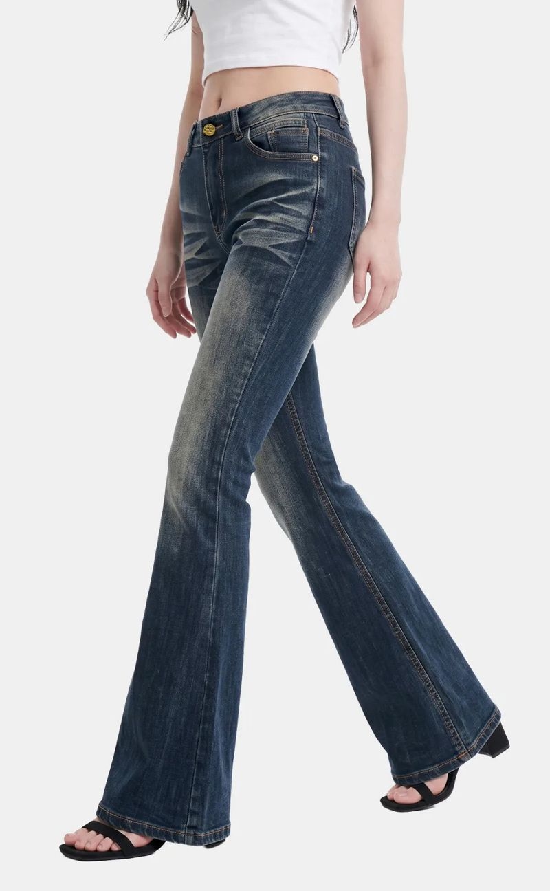 Vintage Washed Bootcut Denim Jeans