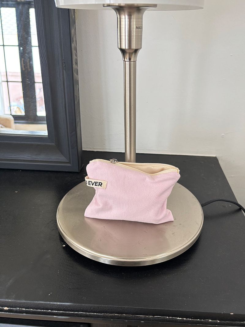 Soft cotton flat pouch - pink , M size