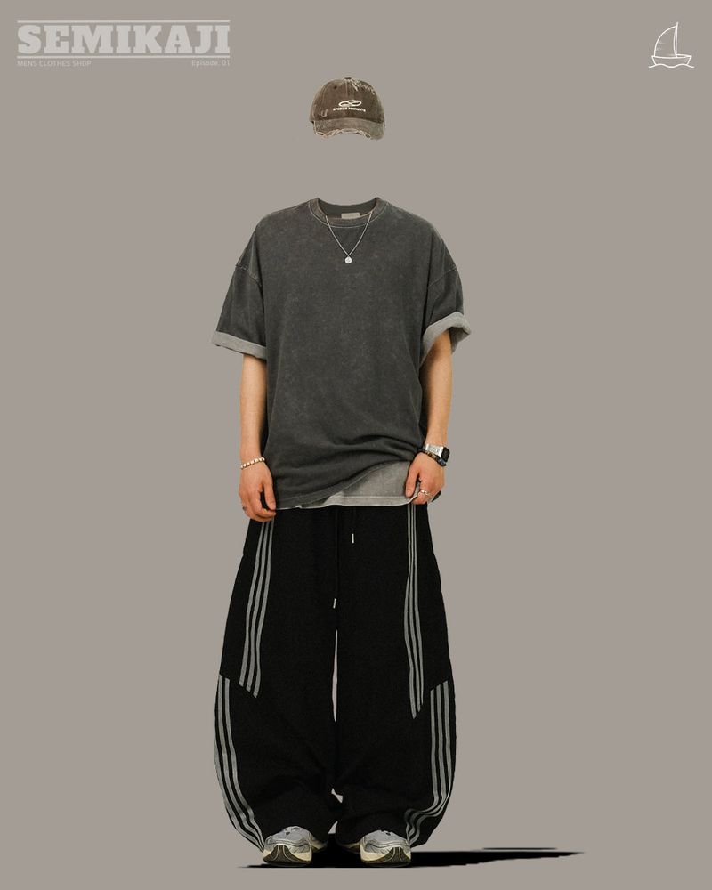 RU Track Nylon Curved Banding Pants