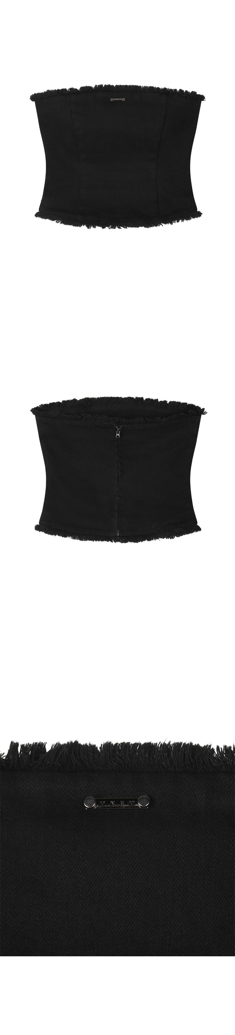 [mnem] Fringe Wash Bustier (black)