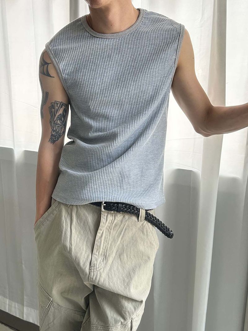 Minimal waffle sleeveless(5color)