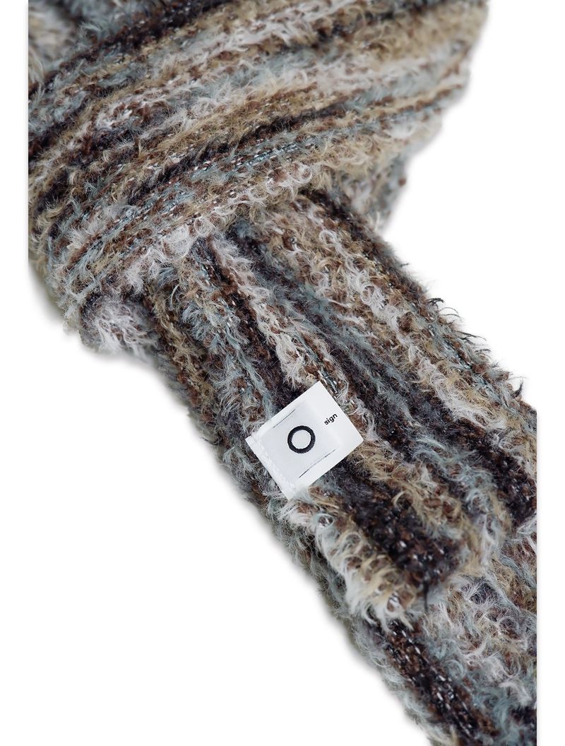 O Logo Fluffy Muffler / Brown Multy