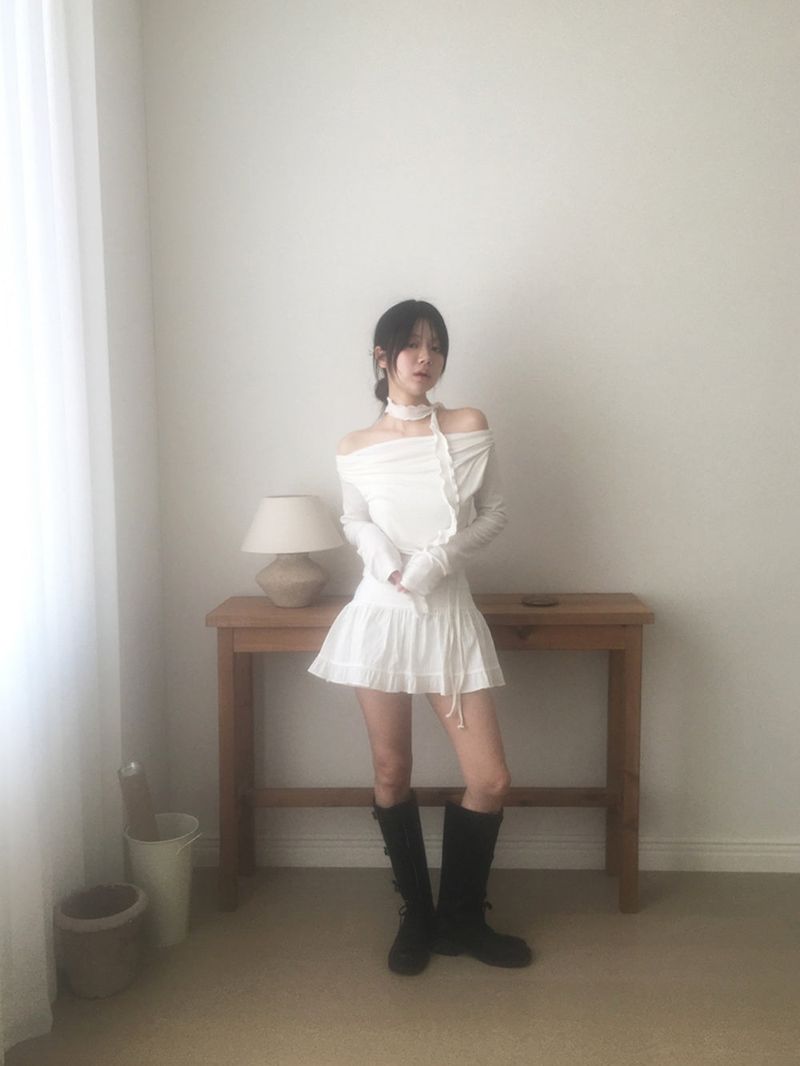 Lace up warker long boots