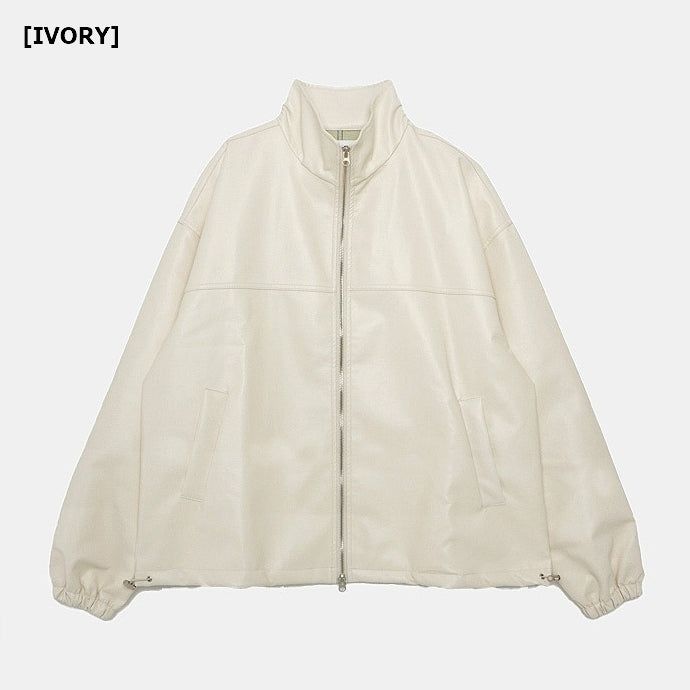 2Way Zip-up Balloon String Leather Jacket