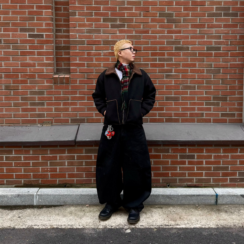 Oversized Suede Buckle Shearling Jacket