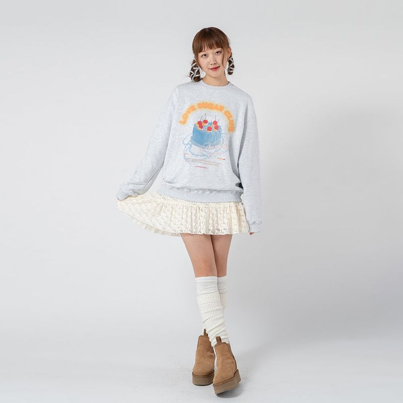 SUGAR CAKE SWEAT SHIRT_WHITE MELANGE