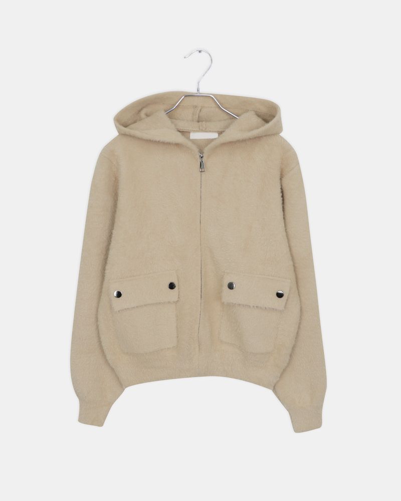 Luyu Pocket Knit Hooded Zip-up