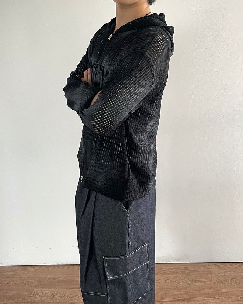 ブルースプレーメッシュフードジップアップ