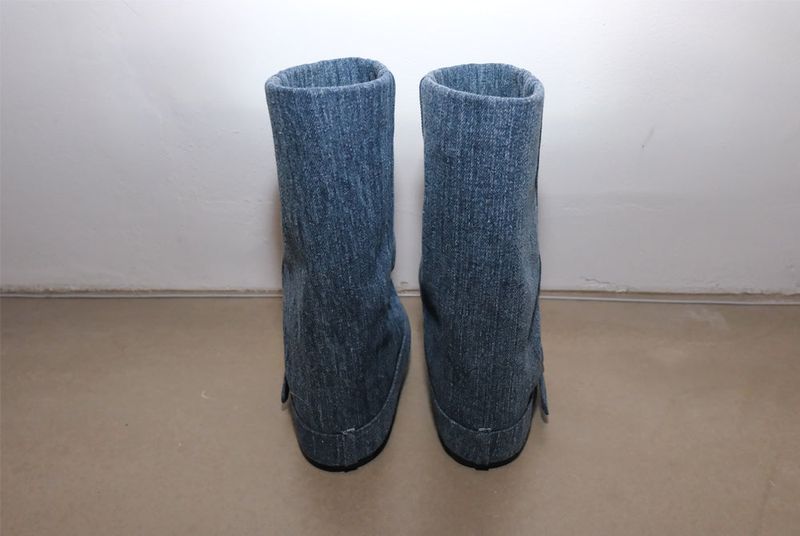 Hug belt boots _Starry blue denim