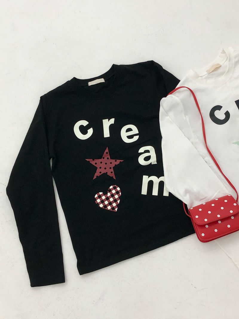 Cream Star Heart Long Sleeve