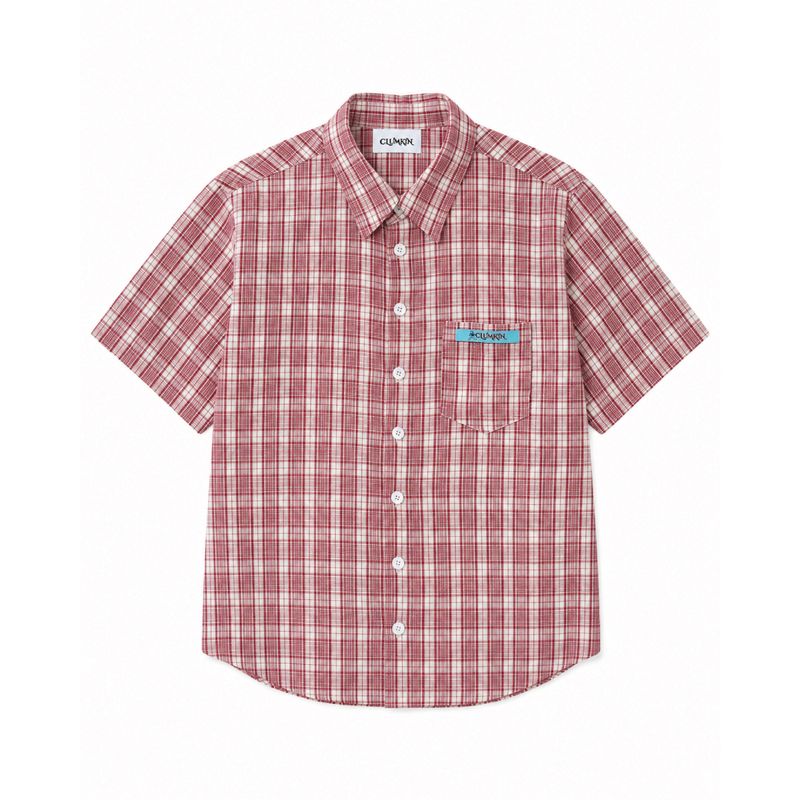 CLUMKIN（クラムキン）の「ハーフクロップチェックシャツ (RED)（トップス）」