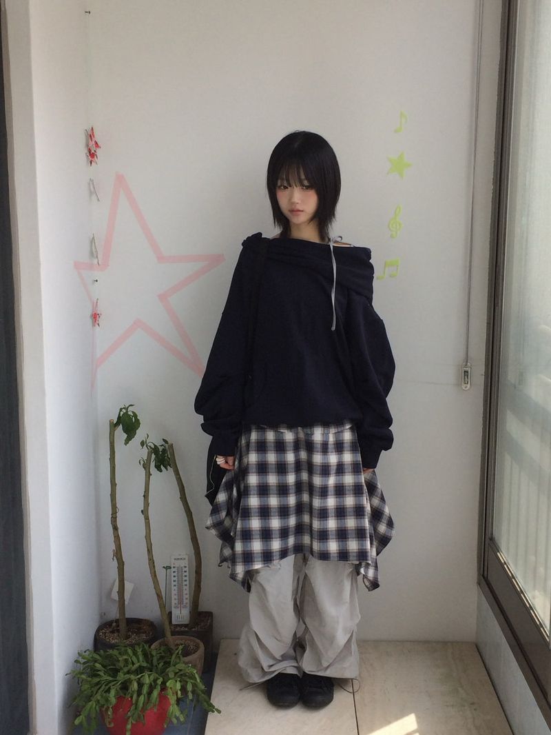 flared checkered skirt