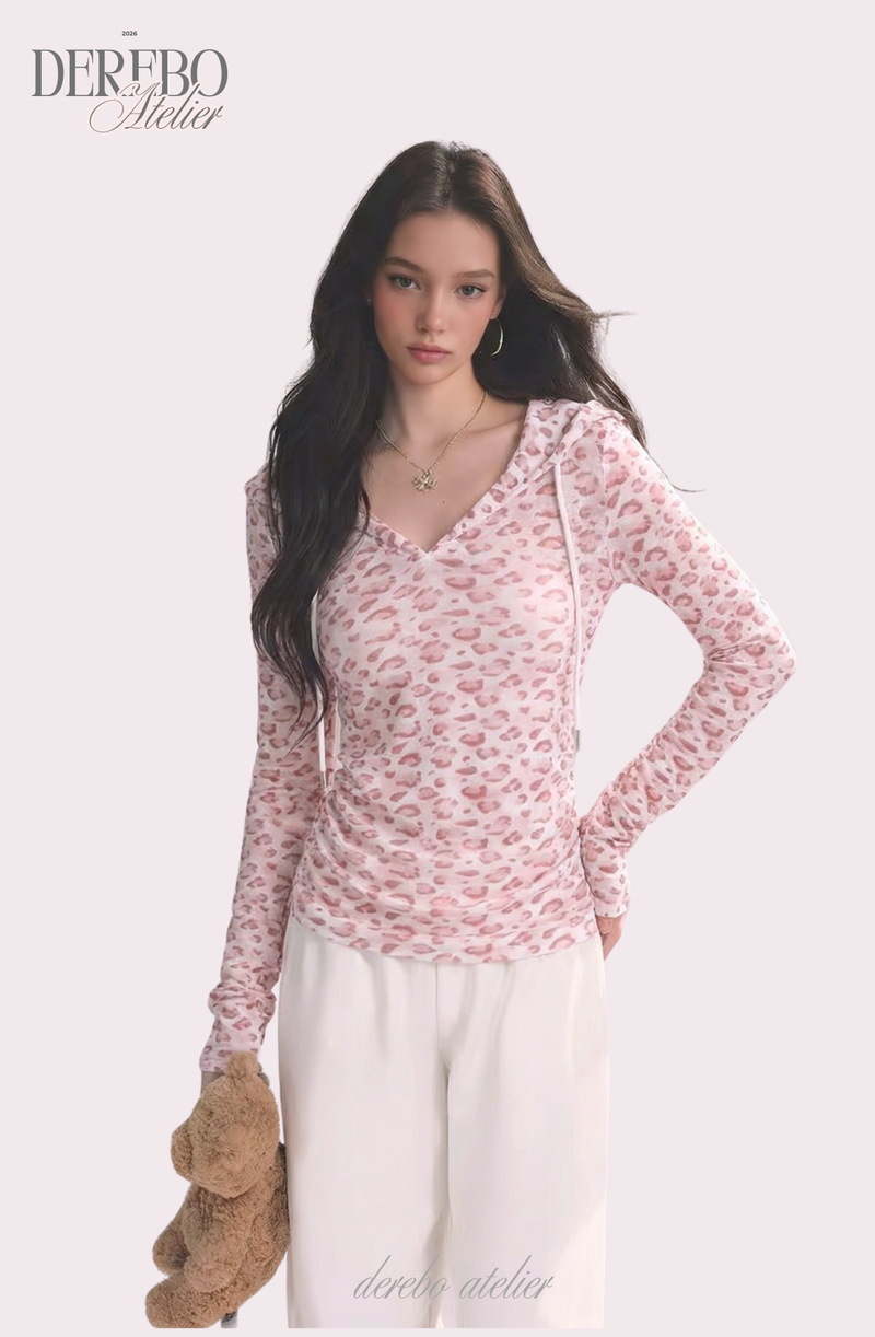 Pink Bly Leopard Hoodie Long Sleeve T-Shirt
