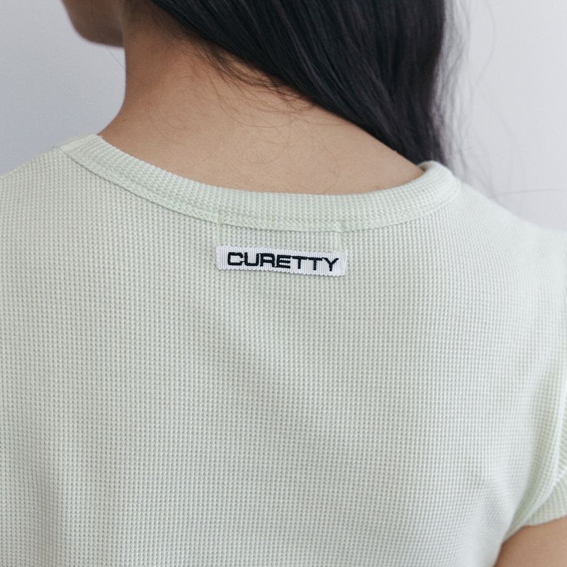 C 90S ラインワッフルベーシックTシャツ_ミント