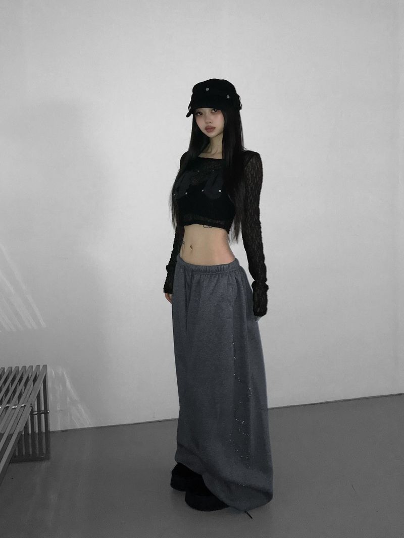 patch lace crop top (3 color)