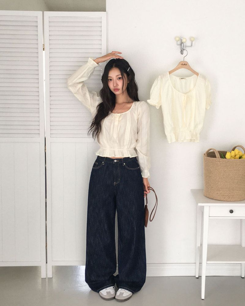 [MADE] Lower, frill long sleeve blouse