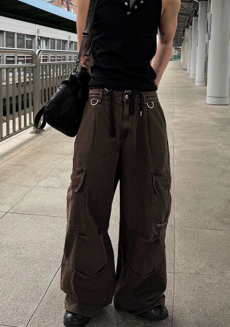Pinter Aesthetic Raw Denim Keyring Cargo Pants
