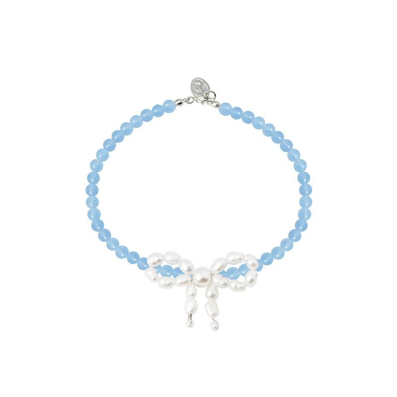 [925 SILVER] Pearl Ribbon Bracelet (2colors)