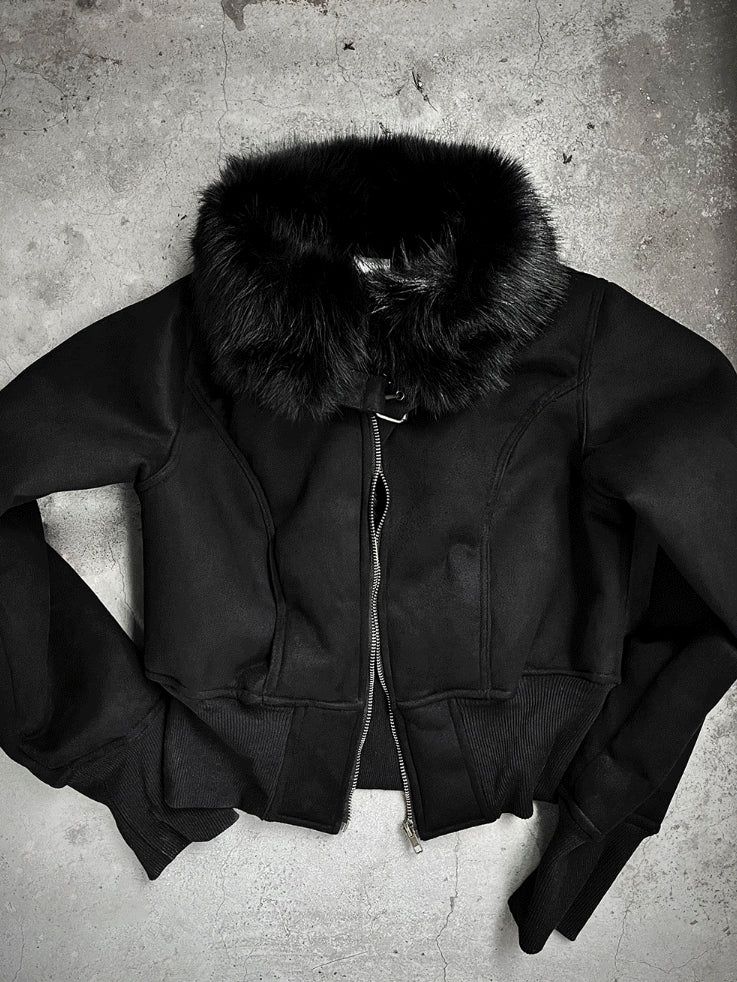 Deep Black Crop Fur Mustang