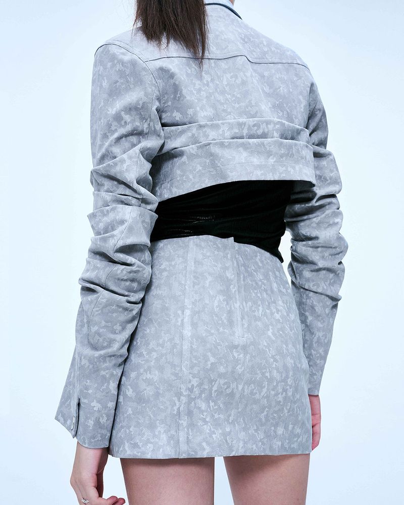 DOZI - Suede Mini Wrap Skirt _ Light Grey