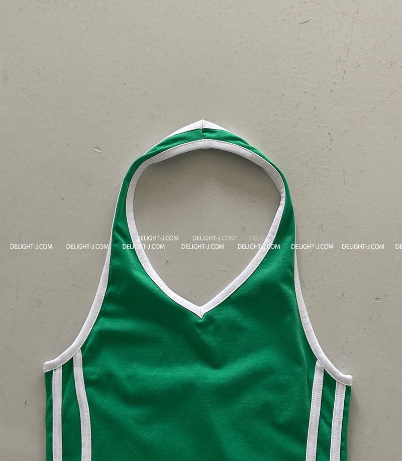track halter neck backless sleeveless shirt
