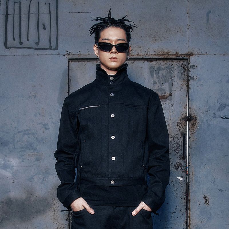 (DUC) Western Trucker Jacket Black