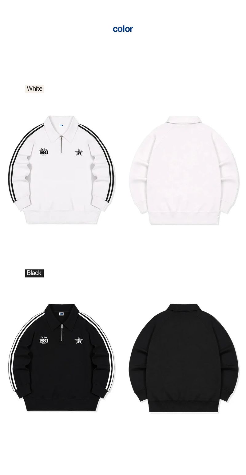 1980 star track collar half zip-up (2color)