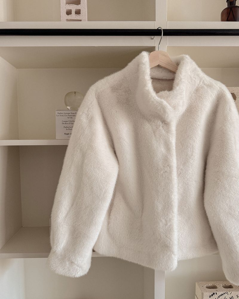 High neck fur jacket