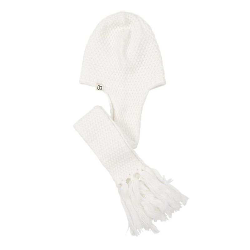 VA Square Label Knit muffler beanie / Ivory