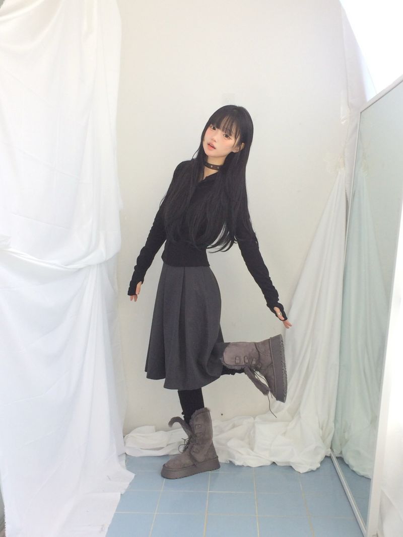 Suede Rabbit Fur Boots