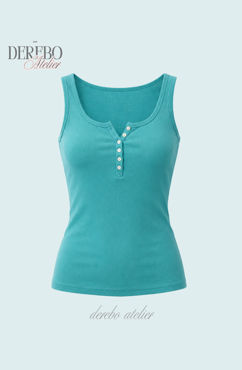 Turkish mint button sleeveless top