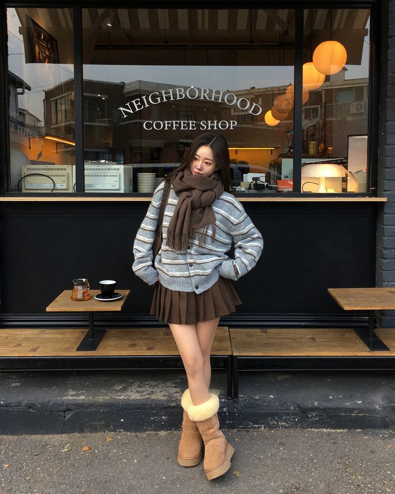 [ORIGINAL] Sand Stripe Oversized Wool Cardigan