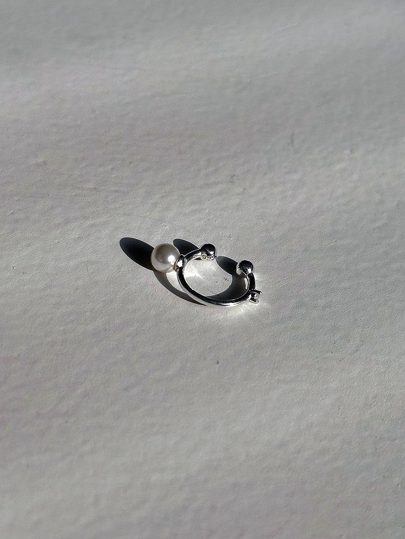 [925silver] パール&キュービックイヤーカフ