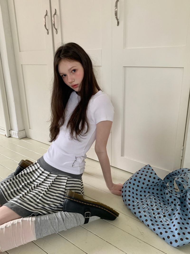[ORIGINAL] Piece Striped Layered Skirt