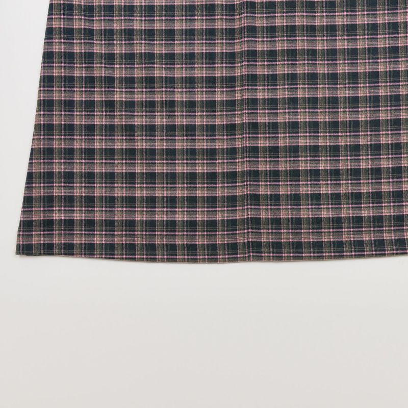 CHECK SLIT LONG SKIRT PINK