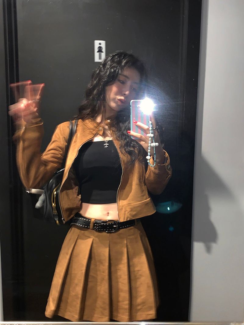 [MADE] rump suede pintuck mini skirt