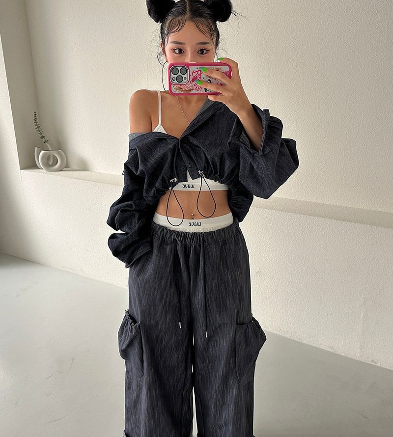 Cropped Hooded Shirt Jacket