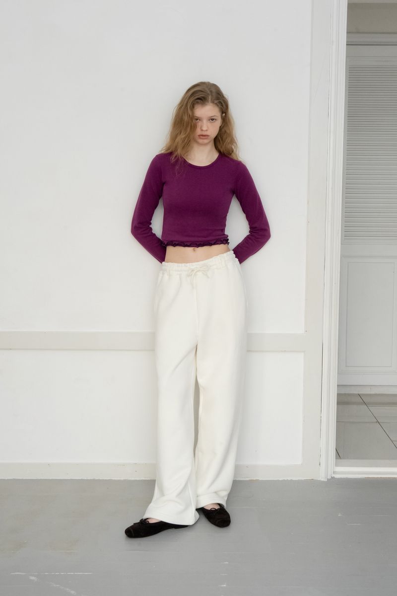 Frill crop t-shirt_purple