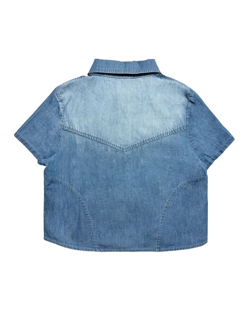 Washed Denim Half Shirt (Blue)