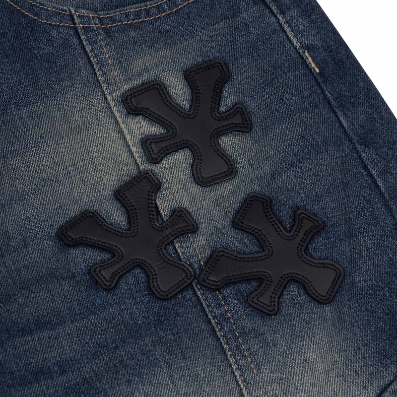 DirtyCoins Splicing Cargo Pants Blue Wash