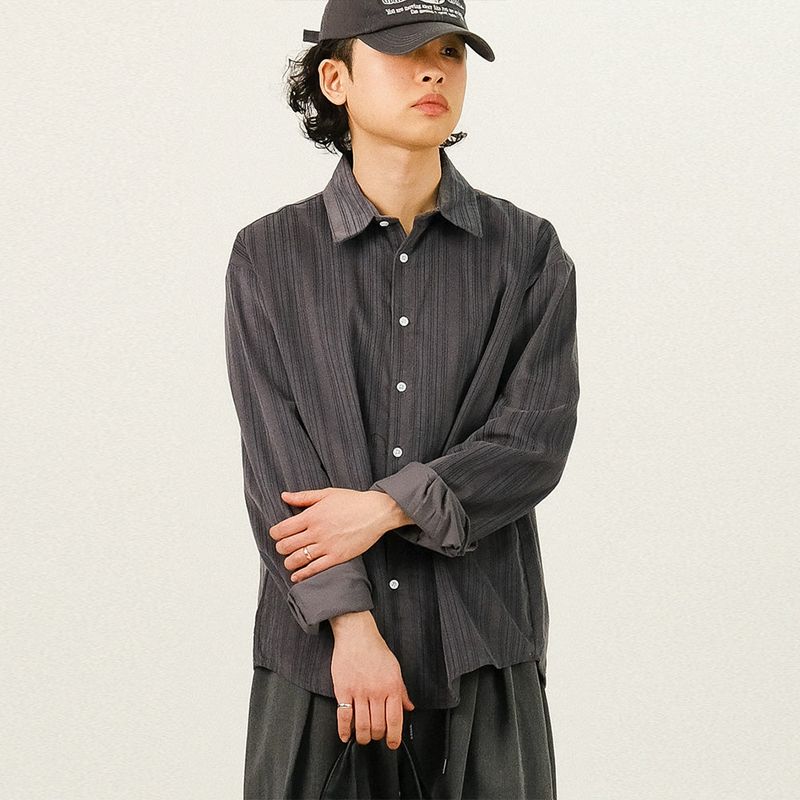 SEMIKAJI(セミカジ)の「LL Stripe Pattern Long Shirts(Tops)」