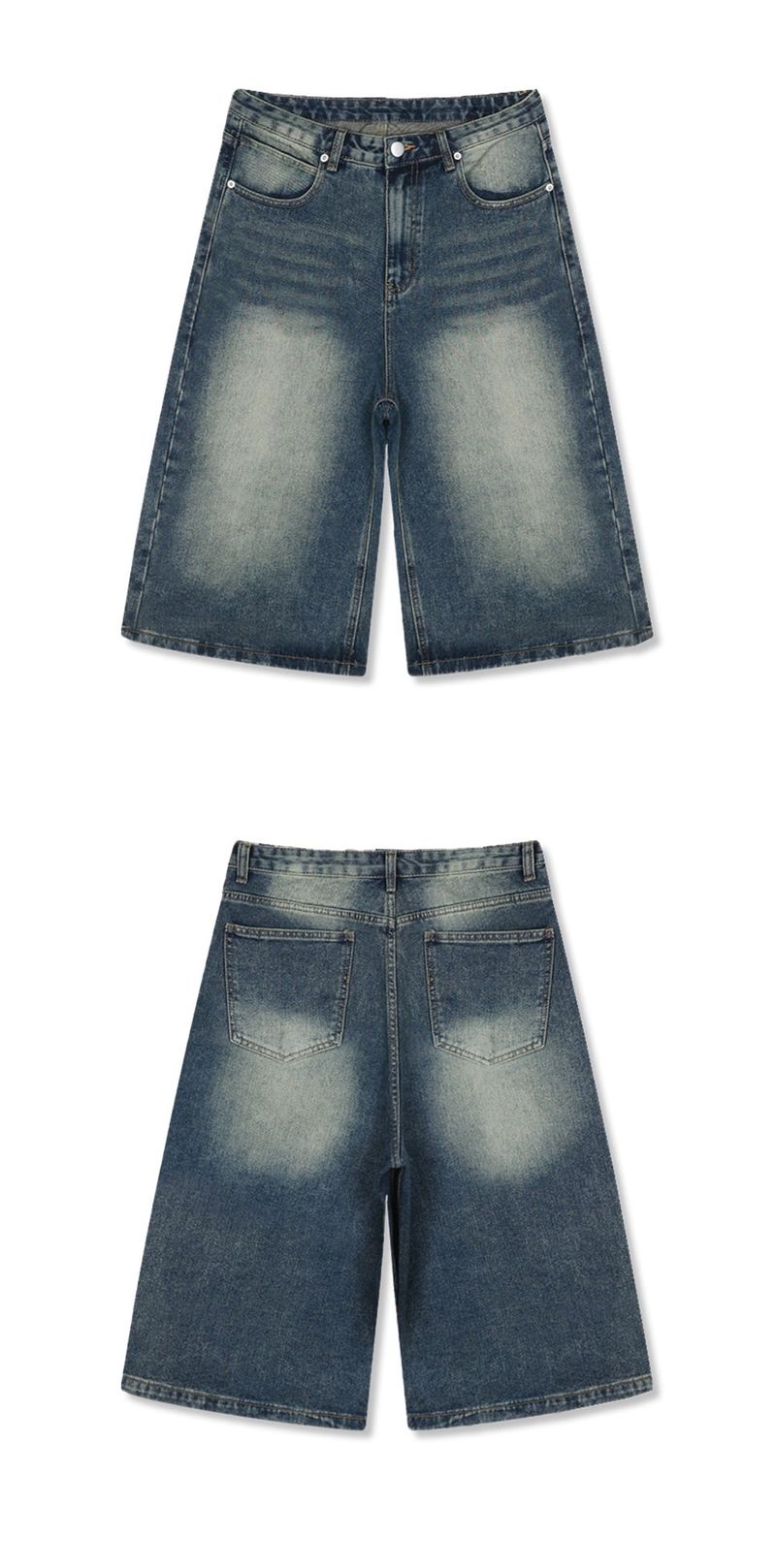 basic washing bermuda denim pants (vintage blue)