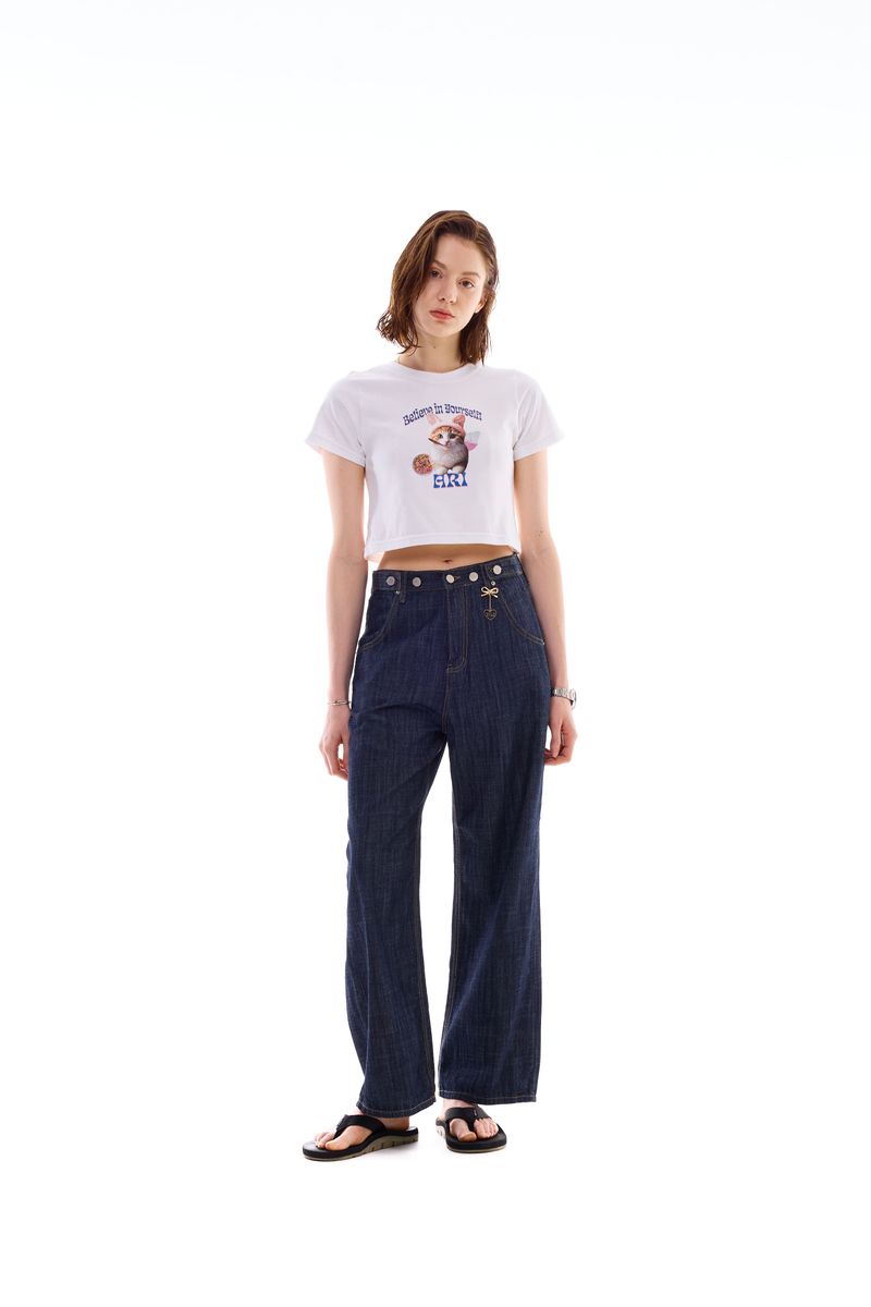RABBIT CAT CROP T-SHIRT