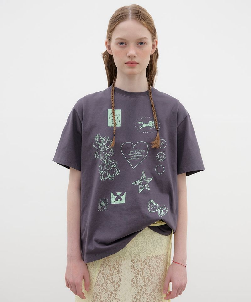 Drawing Diary Oversized T-shirt - Charcoal