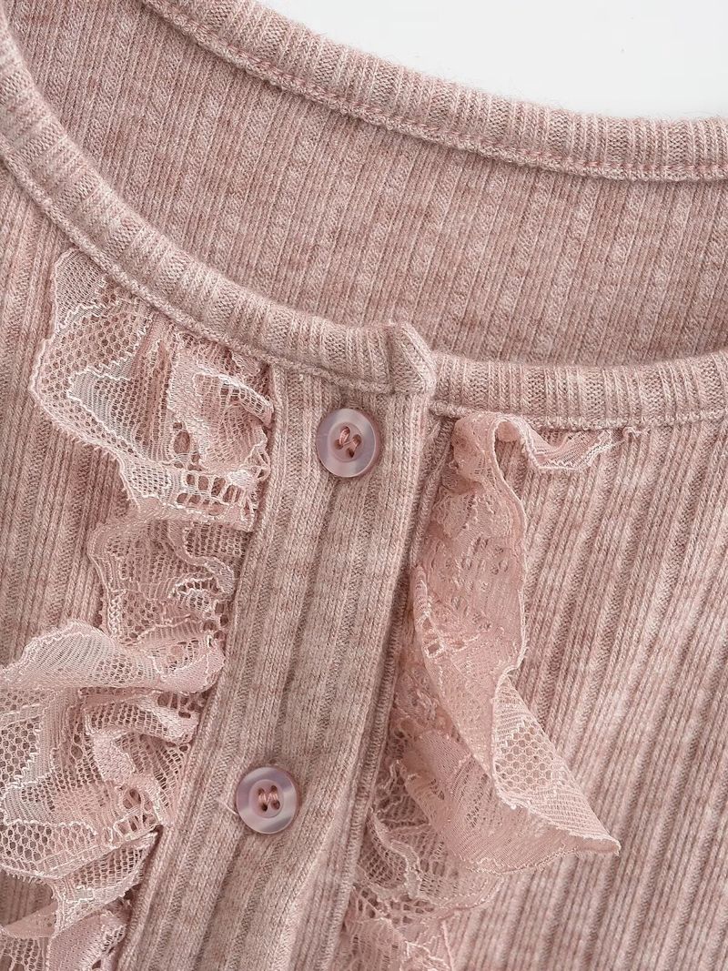 Brina Lace Ruffle Button Top