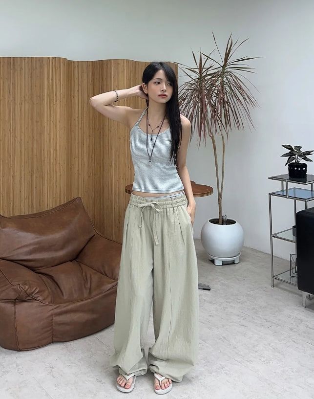 Diel Linen Pintuck Banding Pants