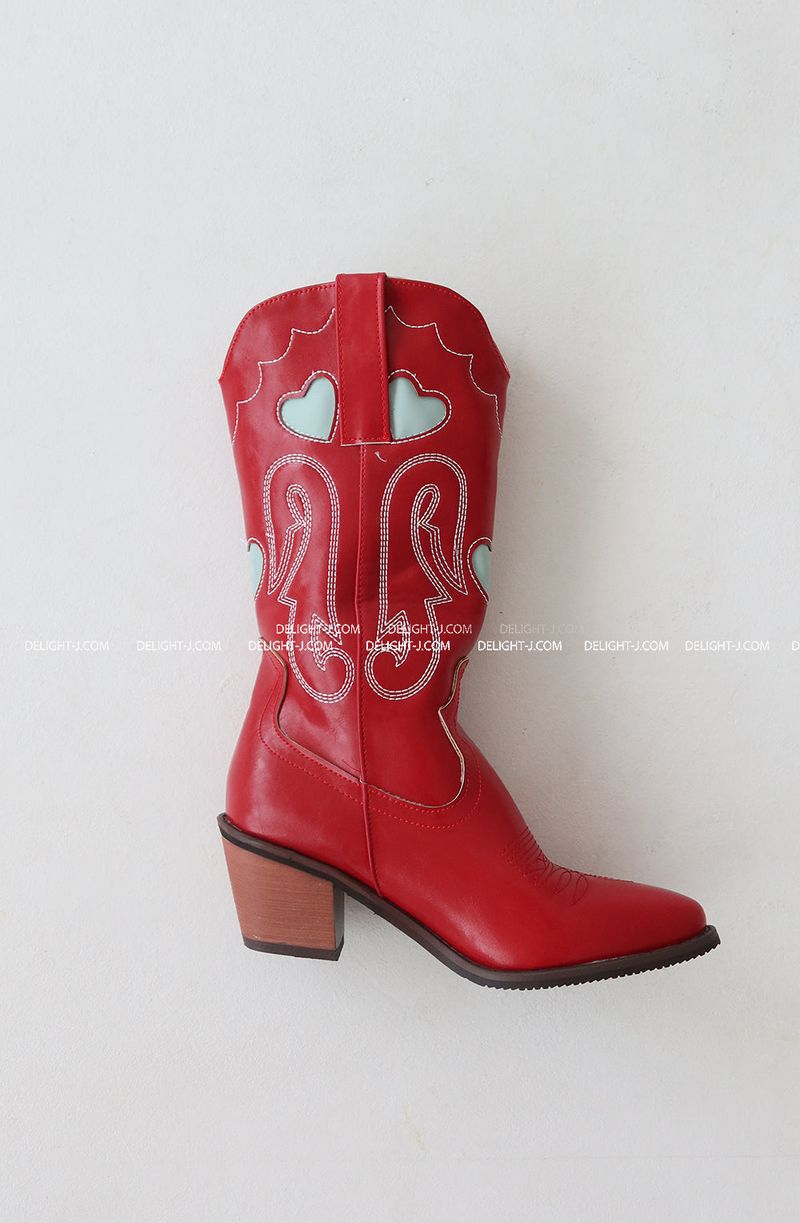 1:1 Custom Order Red Heart Western Boots