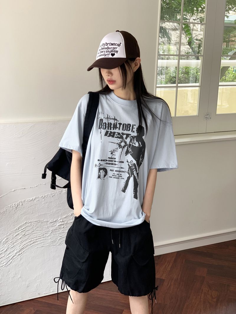 Bontu Summer Printed Overfit Short Sleeve T-Shirt